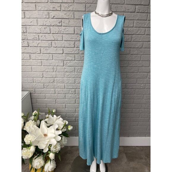 Soft Surroundings Women Light Blue Cold Shoulder Maxi Dress Size XS - Picture 1 of 7